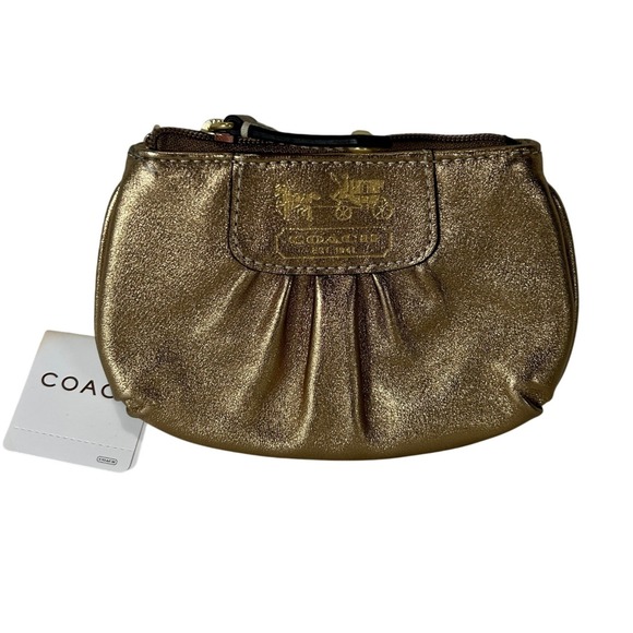 Coach Handbags - Coach Madison Leather Mini Skinny Gold Metallic Coin Pouch Wallet New NWT